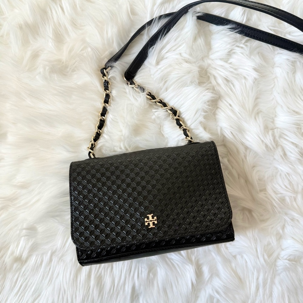 Tory Burch Black Quilted Leather Crossbody Bag Small
